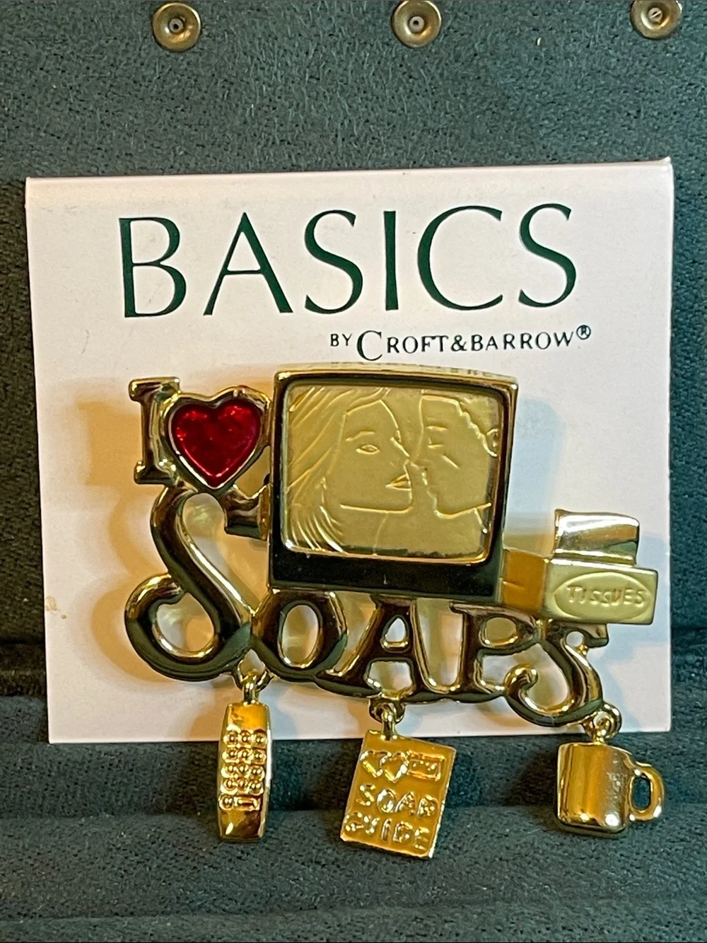 Vintage Danecraft “I Love Soaps” Novelty Charm Brooch NOS
